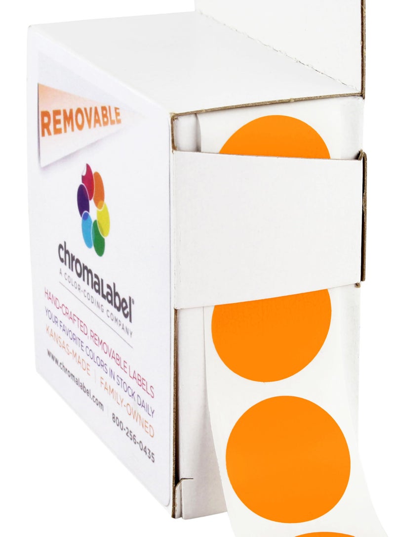 ChromaLabel 1 Inch Round Label Removable Color Code Dot Stickers, 1000 Labels per Dispenser Box, Orange - Image 1
